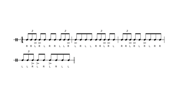 Triplet Paradiddle drum rudiment notation